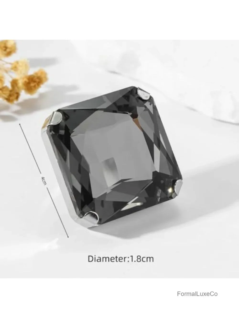 Chunky Crystal Glass Ring Statement Geometry Gemstone Ring Adjustable Fashion